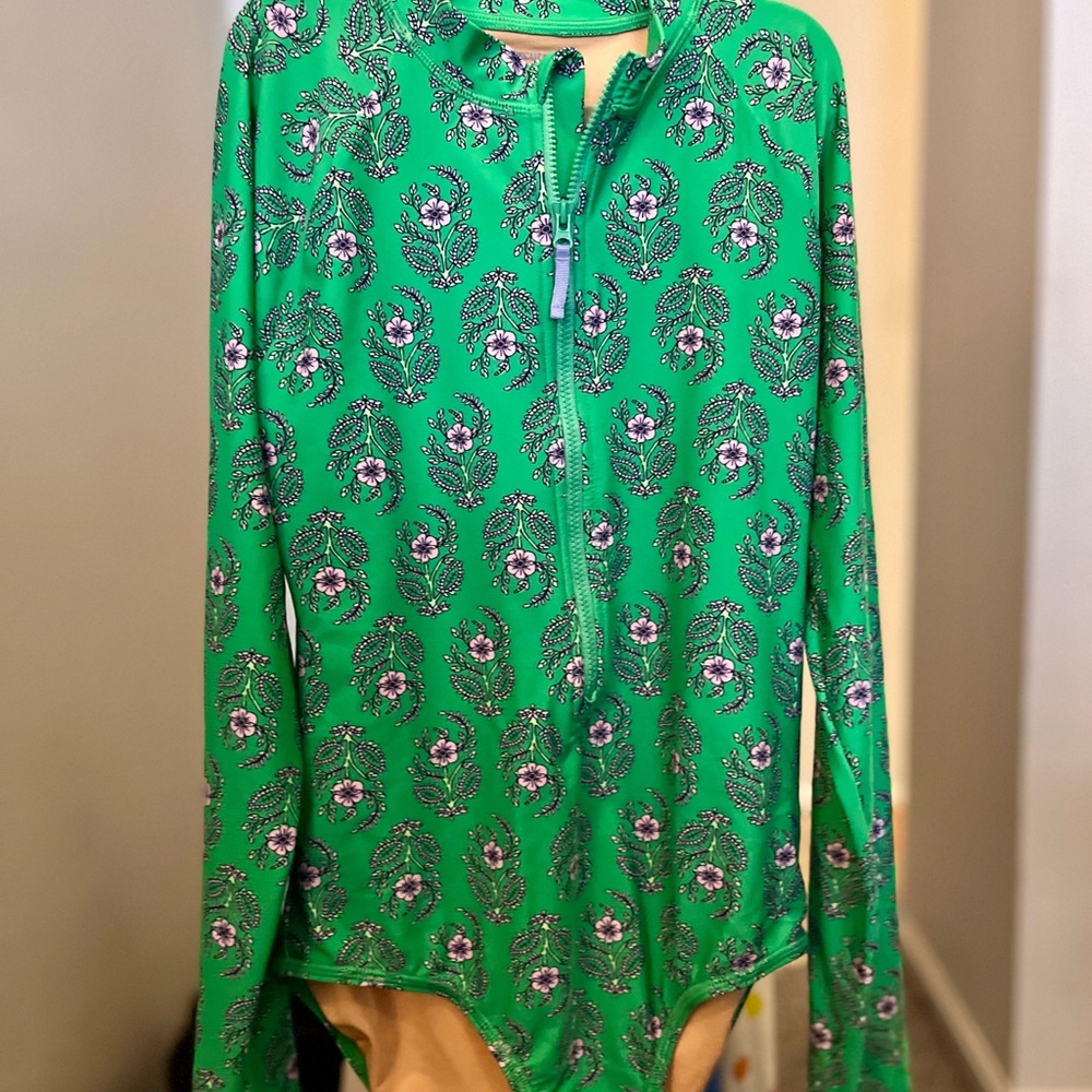 Crewcuts Green Paisley Kids Swim Rashguard